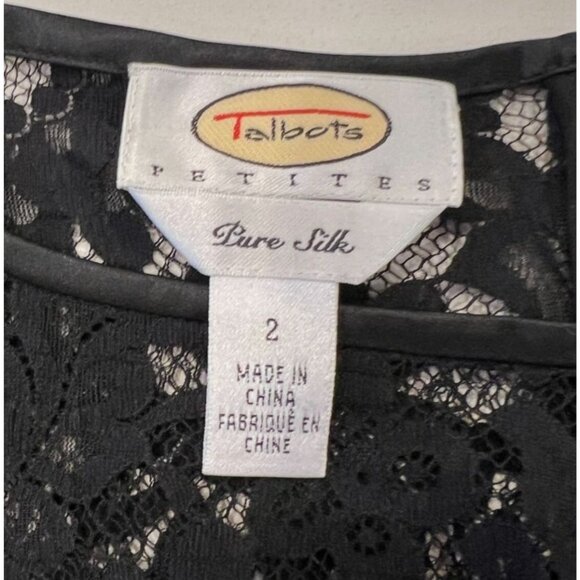 Talbots Petite Black Lace Silk Cocktail Dress Ruffled Hem Lined Size 2P NWT - Picture 9 of 12
